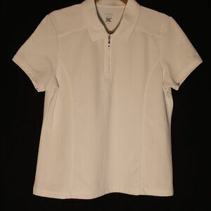 IZOD Ladies White Zip Collar Polo Shirt Golf Extra Large